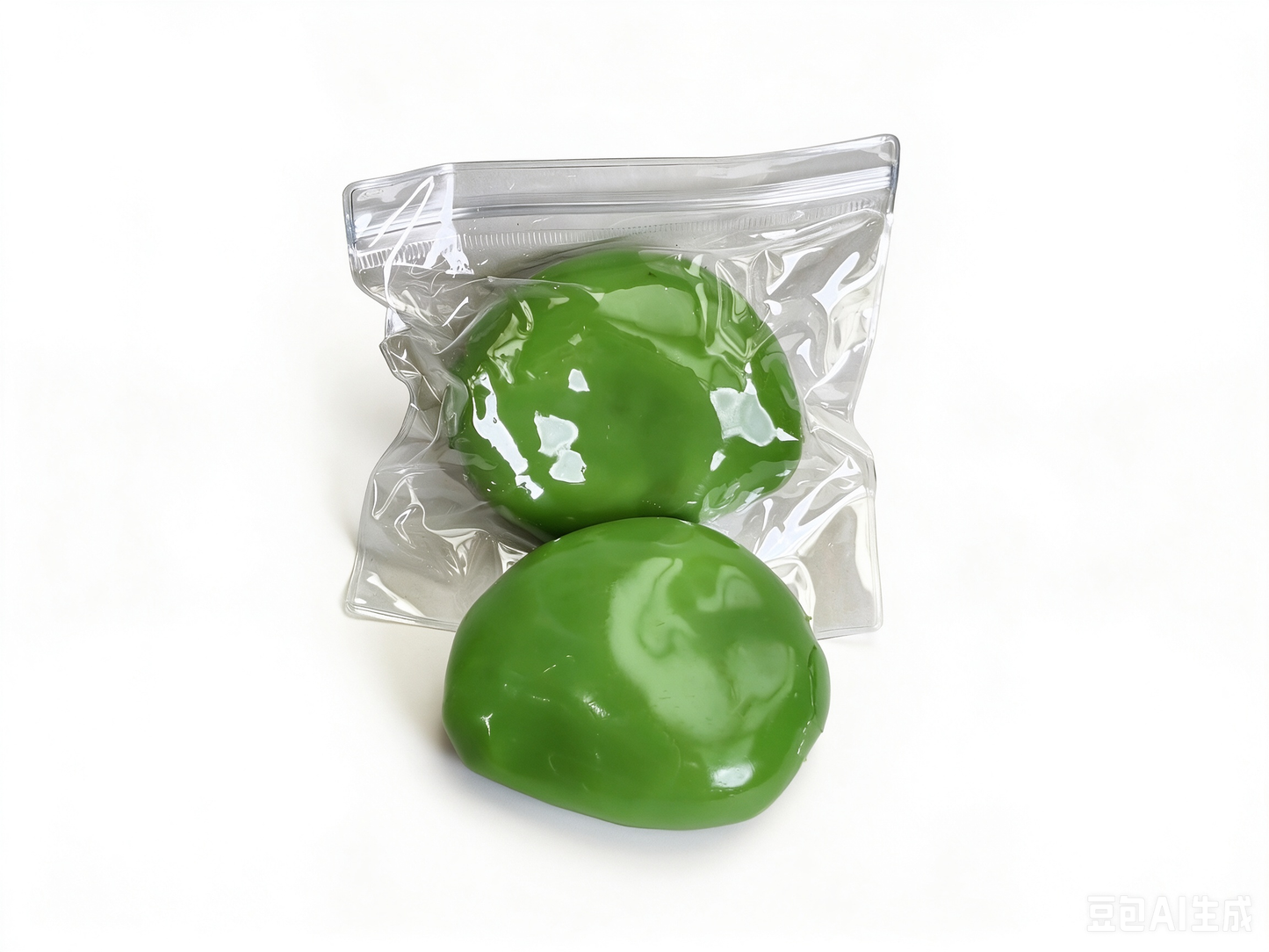 🍜 Matcha Mochi Squishy – Glossy Green Rice Cake Stress Relief Toy | 2 Sizes