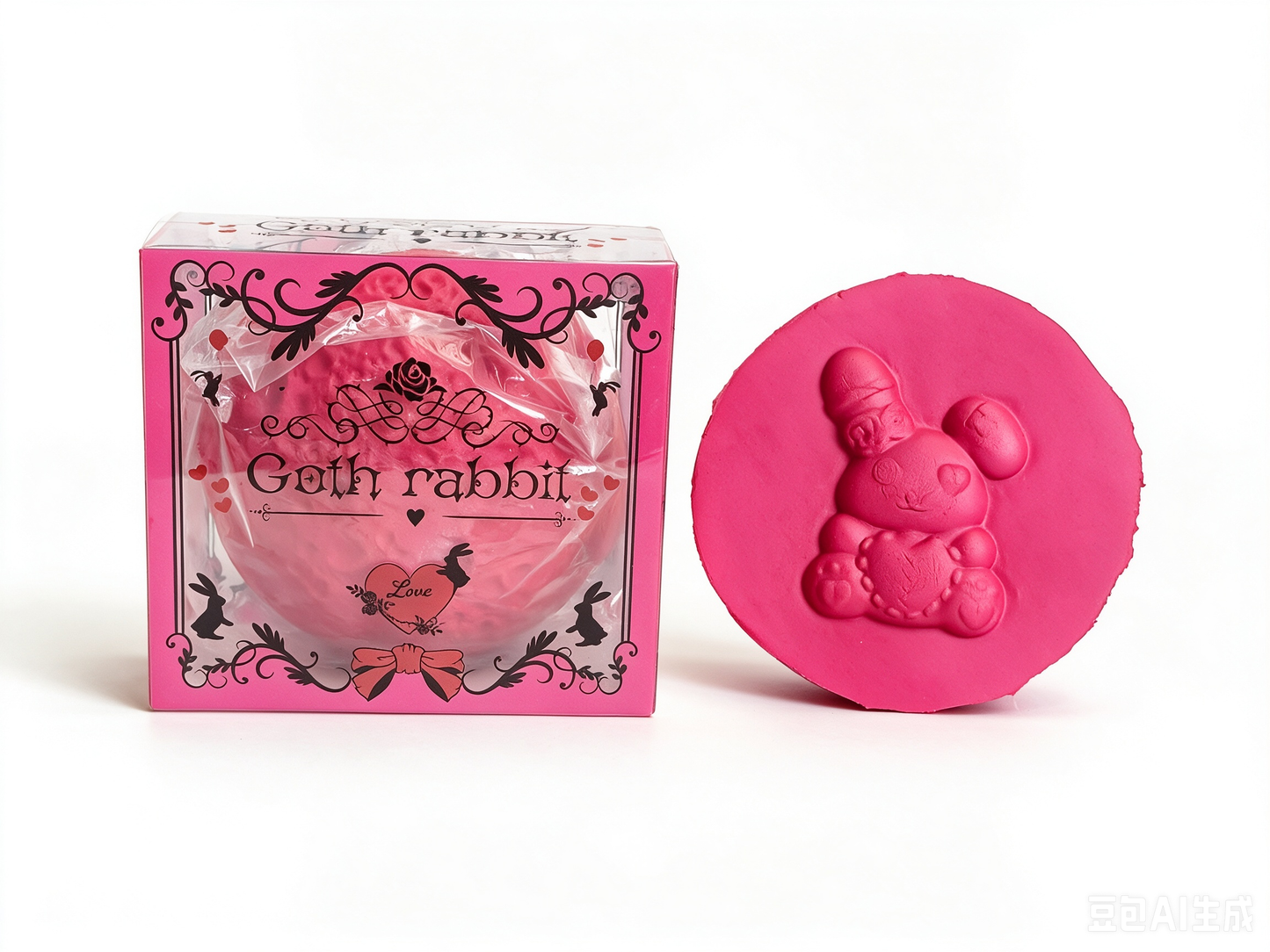 🐰 Goth Rabbit Squishy – Dark Kawaii Embossed Stress Relief Squeeze Toy | Gift Box