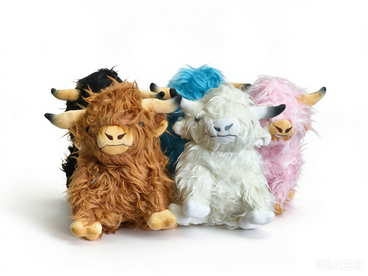🐄 Fluffy Highland Cow Plush Toy – Shaggy Stuffed Animal | 4 Colors