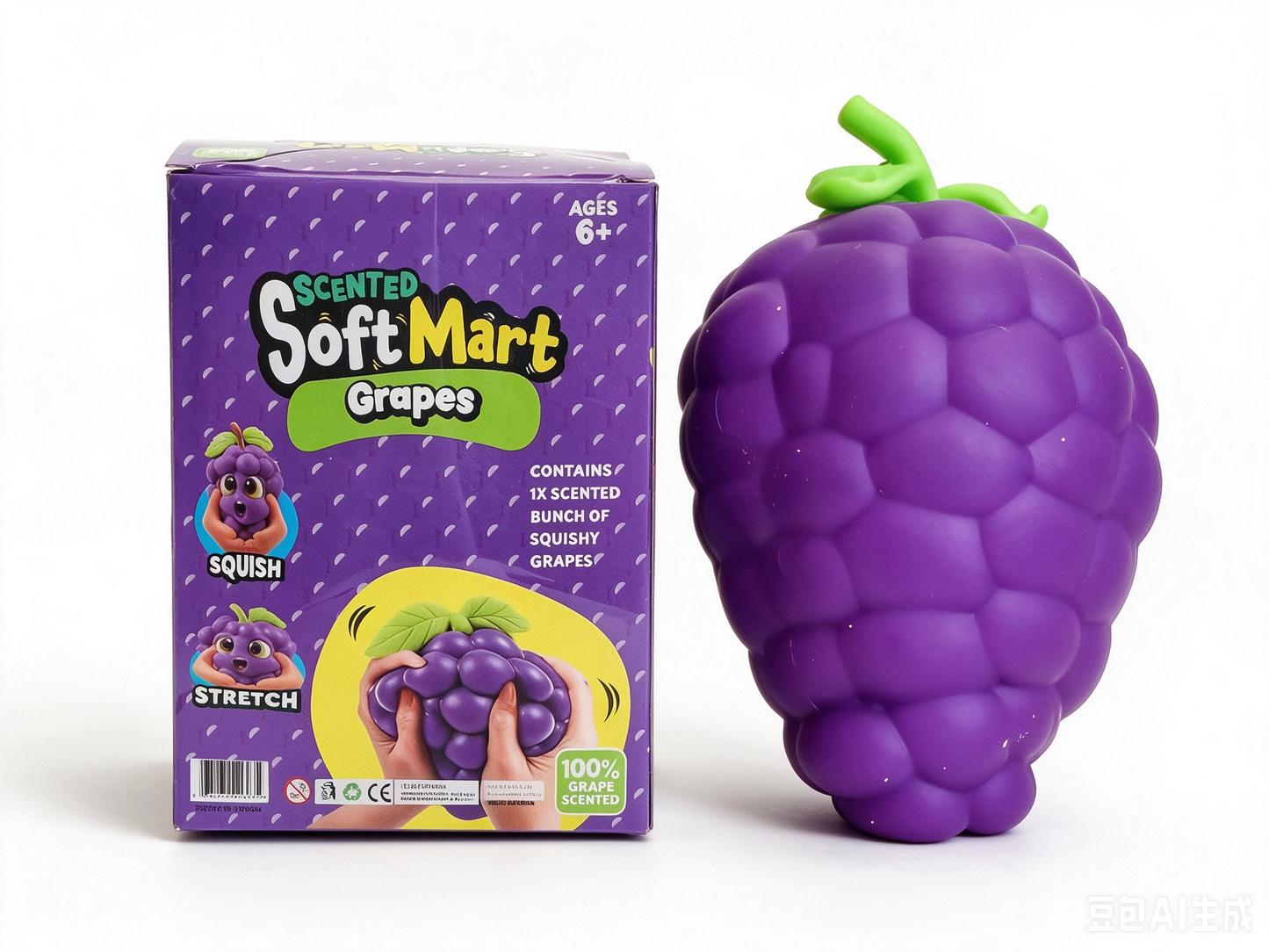 🍇 Scented Grape Squishy – 100% Grape Scented Squish & Stretch Stress Relief Toy | Ages 6+
