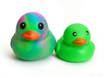 🦆 Rainbow Tie-Dye Rubber Duck Squishy – Kawaii Stress Relief Squeeze Toy | 2 Sizes