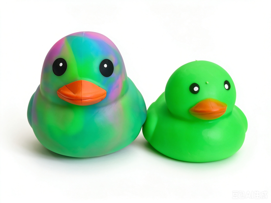 🦆 Rainbow Tie-Dye Rubber Duck Squishy – Kawaii Stress Relief Squeeze Toy | 2 Sizes